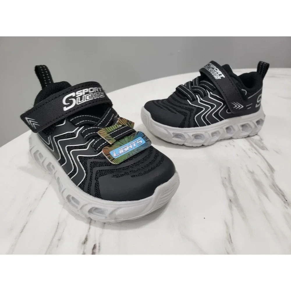 NEW Size 5 Baby Walking Skechers‎ Toddler Jarrod Sneakers Black Light Up
